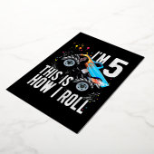 5e verjaardag van de Jongen Monster Truck Folie Feestdagenkaart (Gedraaid)