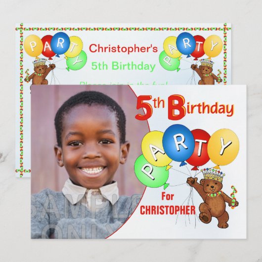 5e verjaardag van de Koninklijke Teddy Bear Kaart (Voorkant / Achterkant)