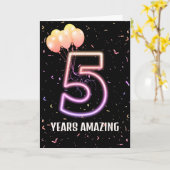 5e verjaardag van de luchtballonnen en Confetti Kaart (Gele Bloem)