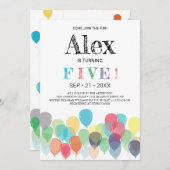 5e verjaardag van de uitnodiging van de Birthday B (Voorkant / Achterkant)