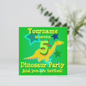 5e verjaardag van de uitnodiging van de Dinosaur-p (Staand voorkant)