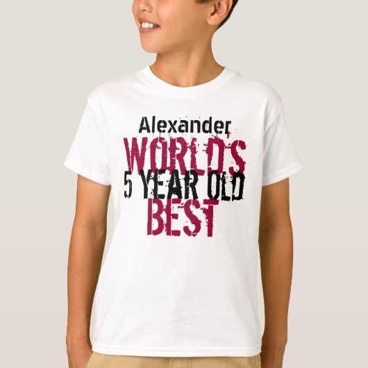 5e verjaardag van Gift World's beste 5-jarige jong T-shirt (Voorkant)
