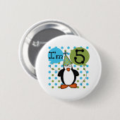 5e verjaardag van Penguin Birthday Ronde Button 5,7 Cm (Voorkant /achterkant)