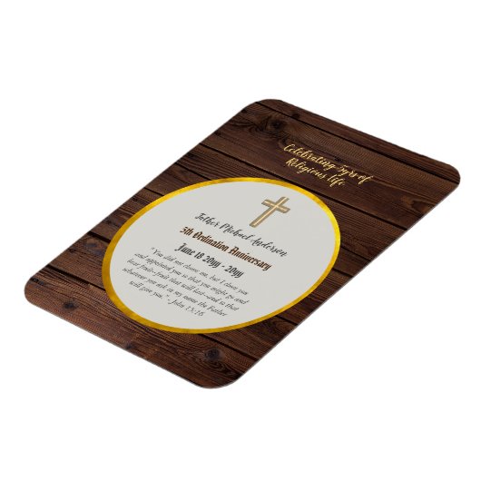5e verjaardag van priesterwijding Priester Hout Go Magneet (Linkerzijde)