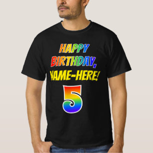 5e verjaardag — Vet, Plezier, Regenboog 5, Aangepa T-shirt
