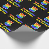 5e verjaardag: Vet, Vun, Eenvoudig, Regenboog 5 Cadeaupapier (Hoek)