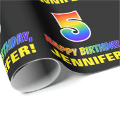 5e verjaardag: Vet, Vun, Eenvoudig, Regenboog 5 Cadeaupapier (Rol Hoek)