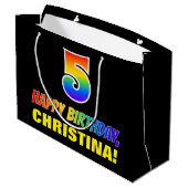 5e verjaardag: Vet, Vun, Eenvoudig, Regenboog 5 Groot Cadeauzakje (Achterkant Gekanteld)
