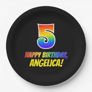 5e verjaardag: Vet, Vun, Eenvoudig, Regenboog 5 Papieren Bordje