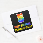 5e verjaardag: Vet, Vun, Eenvoudig, Regenboog 5 Vierkante Sticker (Envelop)