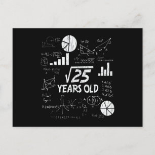 5e verjaardag vierkantswortel wiskunde 5 jaar verj briefkaart