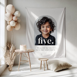 5e verjaardag vijf gebogen foto welkomstbord wandkleed
