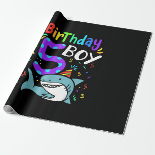 5e verjaardag Vijf jaar oud, haaiengeschenken Cadeaupapier