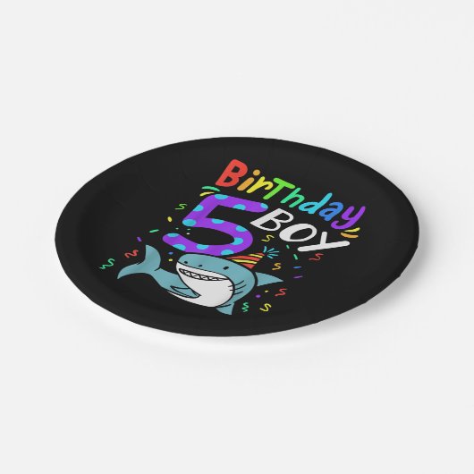 5e verjaardag Vijf jaar oud, haaiengeschenken Papieren Bordje (Gekanteld)