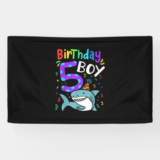 5e verjaardag Vijf jaar oud, haaiengeschenken Spandoek (Horizontaal)