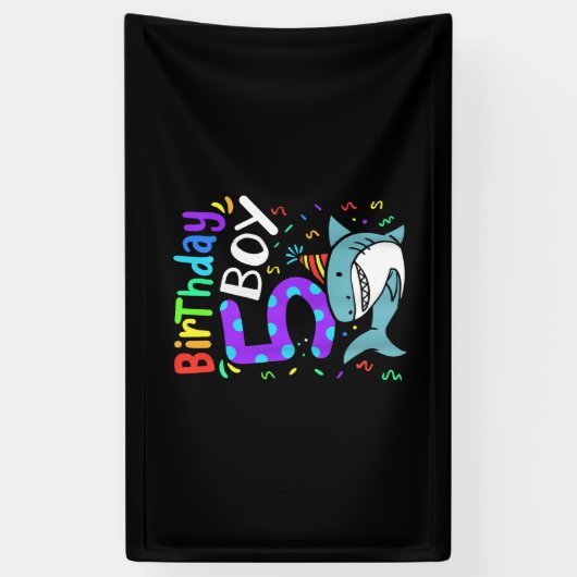 5e verjaardag Vijf jaar oud, haaiengeschenken Spandoek (Verticaal)