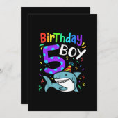 5e verjaardag Vijf jaar oude haaiengeschenk Save The Date (Voorkant / Achterkant)