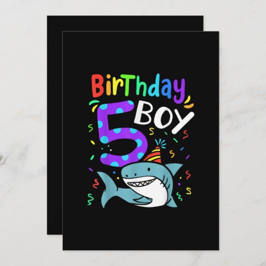 5e verjaardag Vijf jaar oude haaiengeschenk Save The Date (Voorkant / Achterkant)
