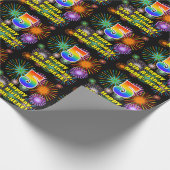 5e verjaardag: vuurwerk, regenboogblik # "5" cadeaupapier (Hoek)