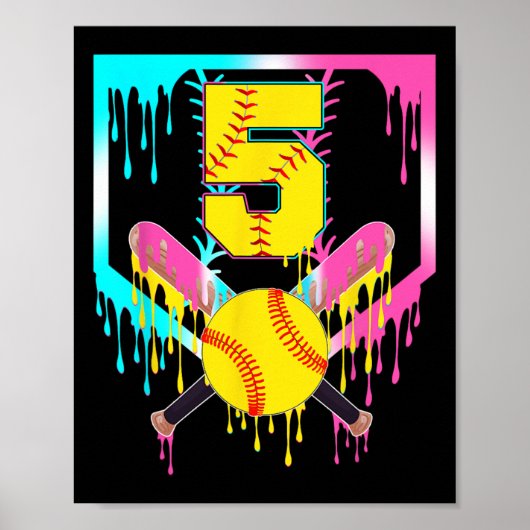 5e verjaardag Zachte Thuisplaat Drip Ijs 5 Jaar O Poster (Voorkant)
