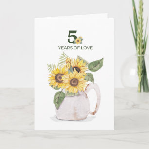 5e verjaardag Zonnebloemen Vijf jaar liefde Kaart