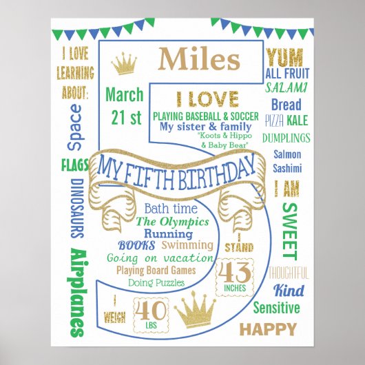 5e verjaardagsbord poster banner milestone board (Voorkant)