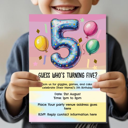 5e verjaardagsfeestje geen thema kaart