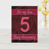 5e verjaardagskaart met rozen en bladeren kaart (Gele Bloem)