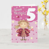 5e verjaardagskaart met schattige lieveheersbeestj kaart (Gele Bloem)