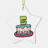 5e verjaardagstaart keramisch ornament (Links)