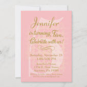 5e verjaardagsuitnodiging meisjes roze goud harten kaart (Voorkant)