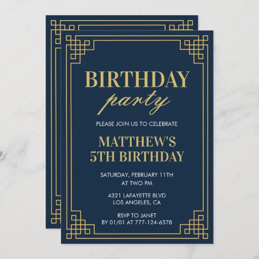 5e verjaardagsuitnodigingen Verjaardagsfeestje jon Kaart (Voorkant / Achterkant)