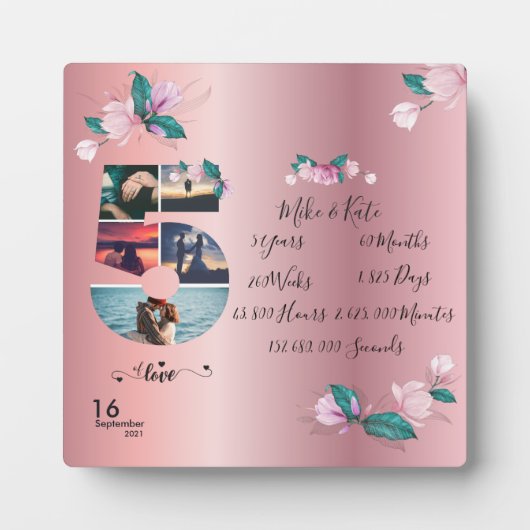 5e Verloving Jubileum voor bruiloft Foto collage Fotoplaat (Voorkant)