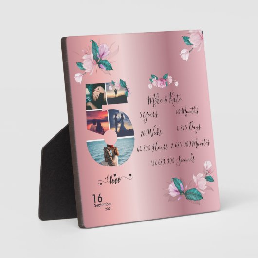 5e Verloving Jubileum voor bruiloft Foto collage Fotoplaat (Voorkant)