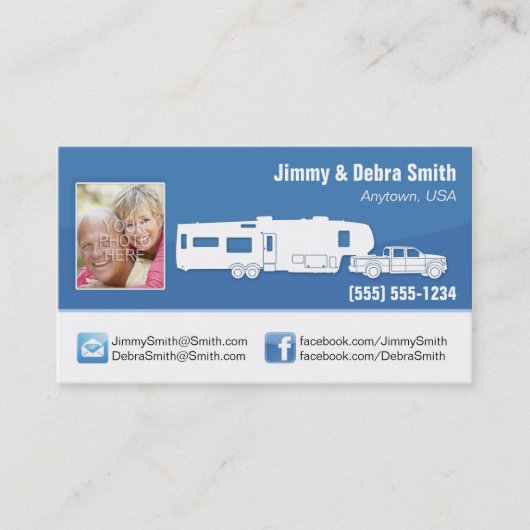 5e wiel-/kampeerkaarten visitekaartje (Voorkant)