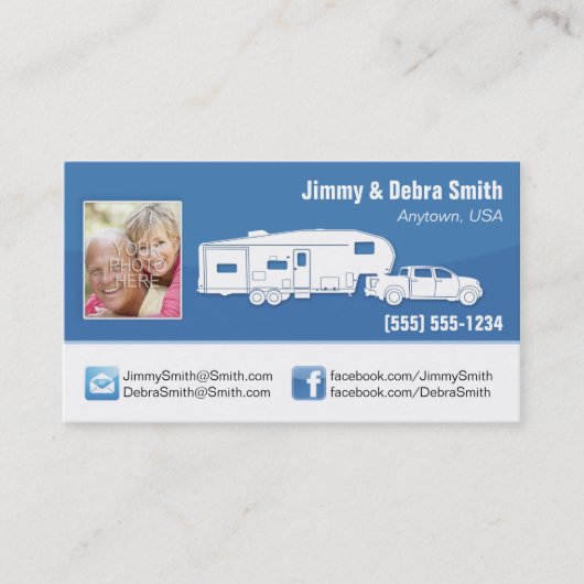 5e wiel-/kampeerkaarten visitekaartje (Voorkant)