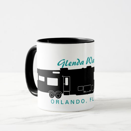 5e wiel RV Silhouette Graphic Mok (Voorkant links)