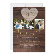 5e WOOD verjaardags FOTO Rustieke uitnodiging