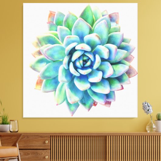 5ft x 5ft extra grote succulent canvas print (Insitu (Woonkamer))
