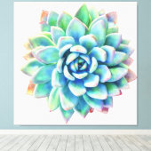 5ft x 5ft extra grote succulent canvas print (Insitu (Houten vloer))