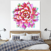 5ft x 5ft extra grote succulent canvas print (Insitu (Slaapkamer))