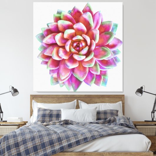 5ft x 5ft extra grote succulent canvas print (Insitu (Slaapkamer))