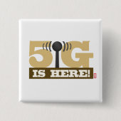 5G mobiel netwerk is hier! Vierkante Button 5,1 Cm (Voorkant)