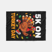 5k On Turkey Day Funny Running Thanksgiving Turkey Fleece Deken (Voorkant (Horizontaal))
