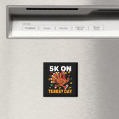 5k On Turkey Day Funny Running Thanksgiving Turkey Magneet (Insitu (Vaatwasser))
