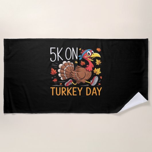 5K op Turkije Dag Thanksgiving Running Classic T-S Strandlaken (Voorkant)