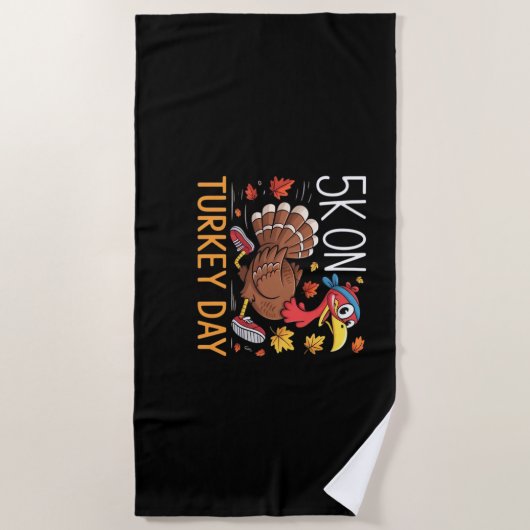 5K op Turkije Dag Thanksgiving Running Classic T-S Strandlaken (Voorkant)