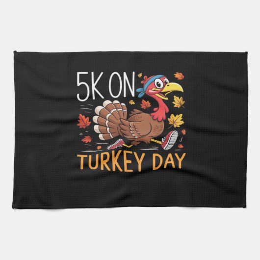5K op Turkije Dag Thanksgiving Running Classic T-S Theedoek (Horizontaal)