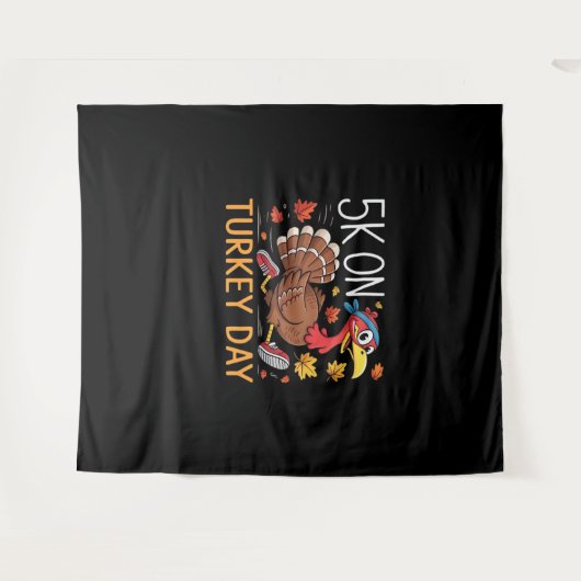 5K op Turkije Dag Thanksgiving Running Classic T-S Wandkleed (Voorkant (horizontaal))