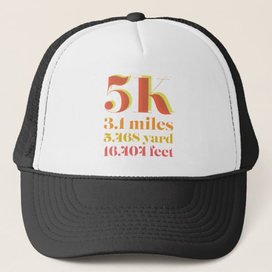5K Race Running Distance vet tekst Trucker Pet (Voorkant)
